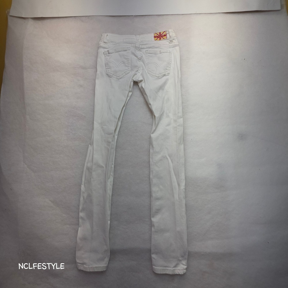 Machine Jeans Womens White Distressed Skinny Denim Ripped Low Rise Pants 27x30 - Picture 8 of 11